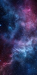 Fototapeta premium A vibrant cosmic scene showing a rich blend of blue and pink nebulae with countless stars scattered across deep space.