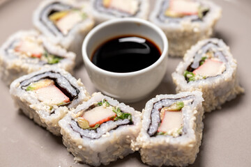 California roll crab sushi in close up