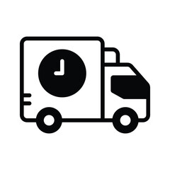 A well designed glyph icon showing fast delivery truck