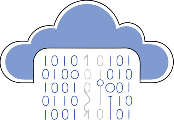 Digital cloud computing concept represented by binary code and symbol