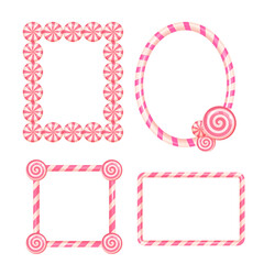 Pink candy cane Christmas frame template set with swirl accents