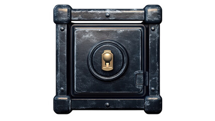 Intricately designed safe resting on an aged wooden table illuminated by soft golden light, evoking a sense of mystery and history in a quiet room.