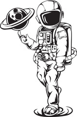   astronaut, vector concept digital art, hand drawn illustration