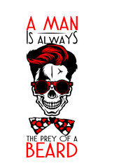 tete de mort hipster citation man always beard crane noeud papillon © Scal