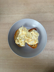 Omelette on the toasted bread.