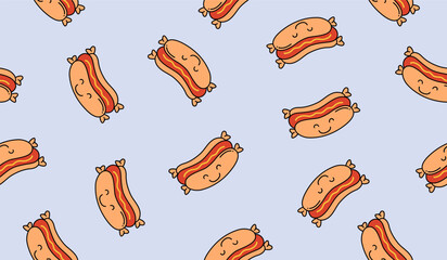 Cute cheese hot dog pattern background vector design