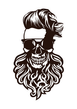 tete de mort hipster fantaisie barbu barbe coiffure lunette