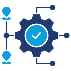 Route Optimization Flat Blue Icon