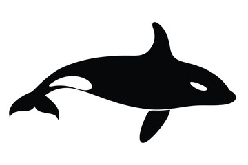 Fototapeta premium Orca fish jumping Silhouette Vector, Orca whale killer simple icon flat design.