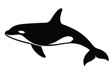 Orca fish jumping Silhouette Vector, Orca whale killer simple icon flat design.