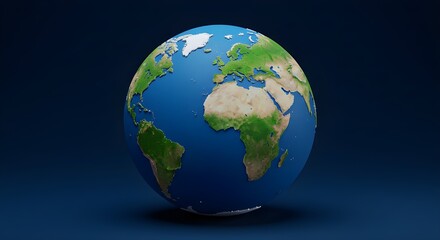 Fototapeta premium Tierra verde sobre fondo azul que representa la econom?a global y la conciencia ambiental