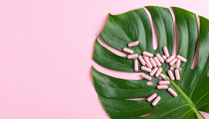 Aesthetic horizontal flatlay with leaves