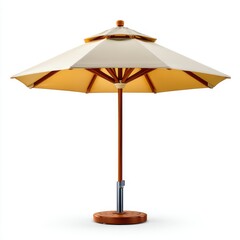 Beige patio umbrella on white background