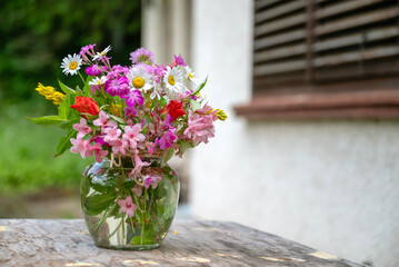 Beautiful bouquet of summer wild flowers 