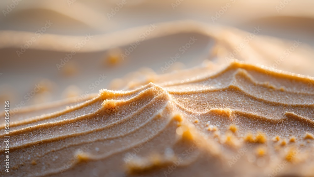 Poster Close-up view of sand texture, showing intricate patterns and the subtle play of light and shadow.  The image evokes a sense of calm and natural beauty.