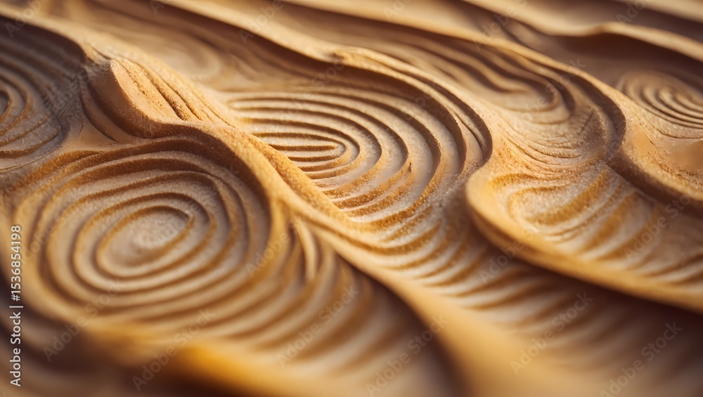 Poster close-up of intricately carved wooden surface. the details of the carving reveal beautiful patterns 