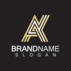 Alphabet Letters  AK or KA logo design template