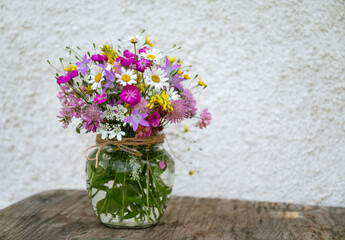 Beautiful bouquet of summer wild flowers 