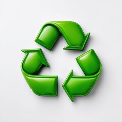 Obraz premium Green recycle symbol on white background