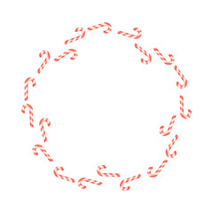 Christmas wreath frame made from red striped candy canes