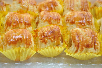 A close-up shot of several Nastar, a popular Indonesian pastry.
