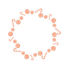 Candy cane and swirl peppermint Christmas wreath design in 3D