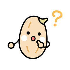 疑問に思う発芽玄米のキャラクターのイラスト　はてな
