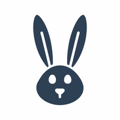 Bunny Silhouette Minimal Rabbit Head Logo Vector.