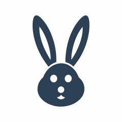 Bunny Silhouette Minimal Rabbit Head Logo Vector.