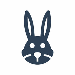 Bunny Silhouette Minimal Rabbit Head Logo Vector.