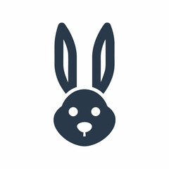 Bunny Silhouette Minimal Rabbit Head Logo Vector.