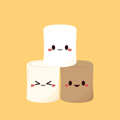 Charred marshmallow. Marshmallow Burnt. Marshmallow character isolated vector.