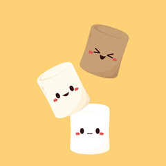 Charred marshmallow. Marshmallow Burnt. Marshmallow character isolated vector.