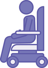 Colored Mobility Aid Icon. Vector Illustration. Disabled Person on Wheelchair Scooter. Medicine, Accessibility. Disability Concept