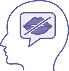 Colored Speech Impaired Icon. Vector Illustration. Human Head and Mouth. Speech Impairment That Prevents a Person from Speaking. Disability Concept