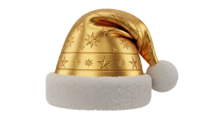 Golden Christmas: Festive Santa Hat with Starry Design for Holiday Celebrations