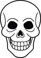 Creepy Skull Line Drawing – Hand-Drawn Skeleton Head Vector Illustration