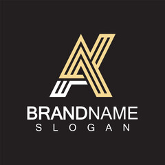 Alphabet Letters  AK or KA logo design template