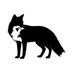 Obraz premium Minimalist Black Silhouette of a Fox on White Background.