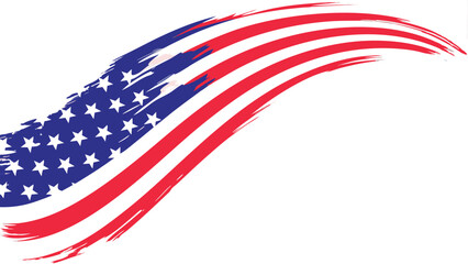 American flag brush stroke with stars and stripes waving on a white background illustration design