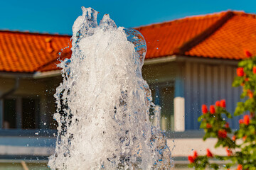 Water fountain details on a sunny day at Therme Bad Griesbach im Rottal, Passau, Bavaria, Germany