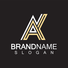 Alphabet Letters  AK or KA logo design template