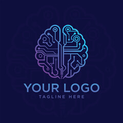 AI Technology Brain Circuit Logo Design