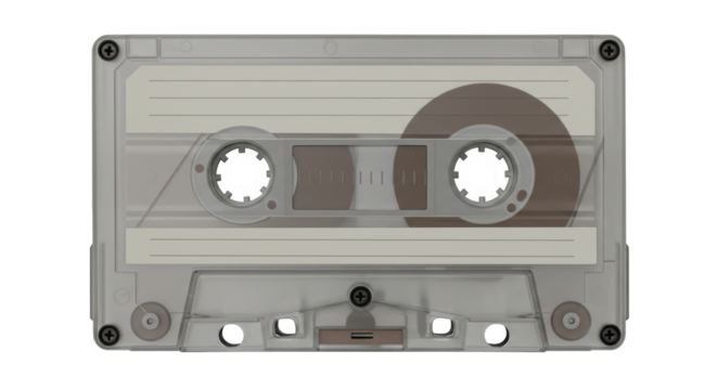 Isolated Vintage Audio Cassette Tape Clear Plastic