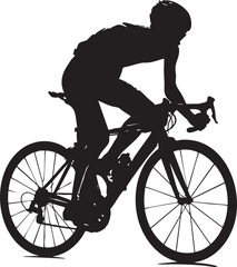 cyclist racing silhouette isolated white background