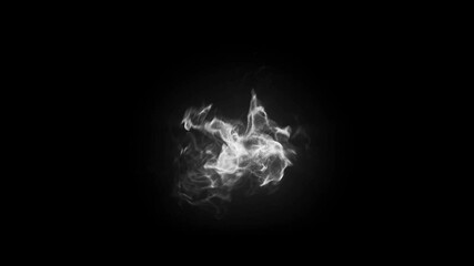 Ball of white plasma energy or ethereal smoke swirls dynamically in center of black screen. VFX element for sci-fi, fantasy, and abstract projects - Powered by Adobe