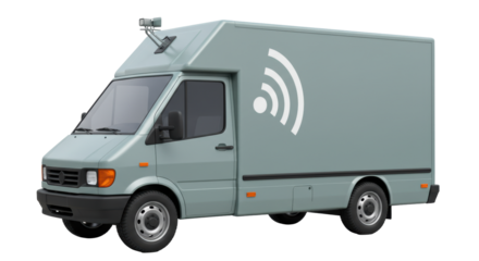 Isolated Surveillance Van with Antennae Security Technology