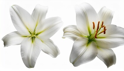 Fototapeta premium white lily flower isolated on white background. AI Generate