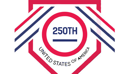 Fototapeta premium Illustration of the united states of america 250th anniversary logo with red and blue colors