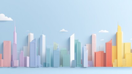 Obraz premium パステルカラーの都市背景